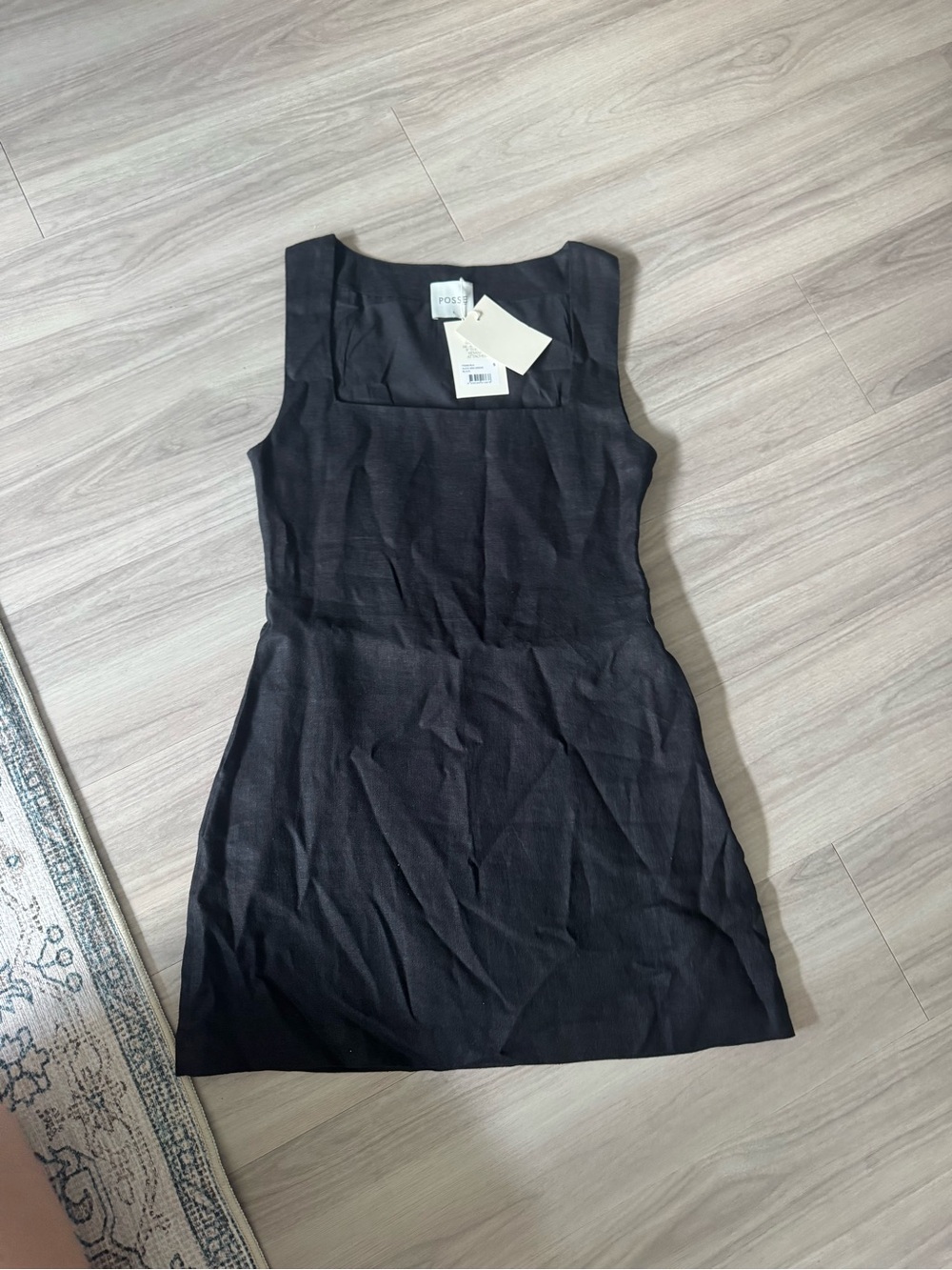 Black Square-Neck Sleeveless Mini Dress